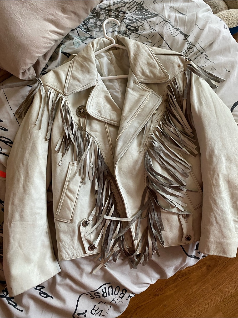 VINTAGE 80’s genuine leather fringe motorcycle jacket